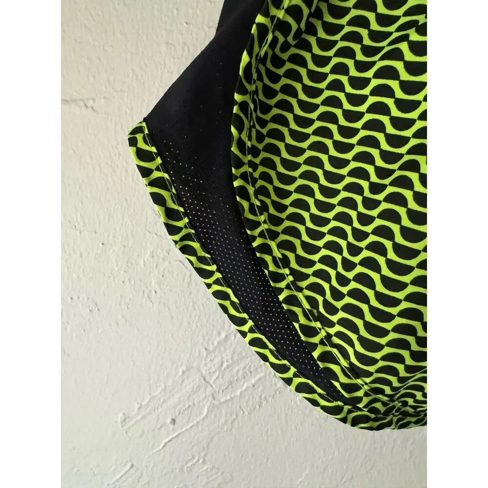 Nike Dri Fit Women's Shorts in Neon Green and Black Geometric Pattern, Size M